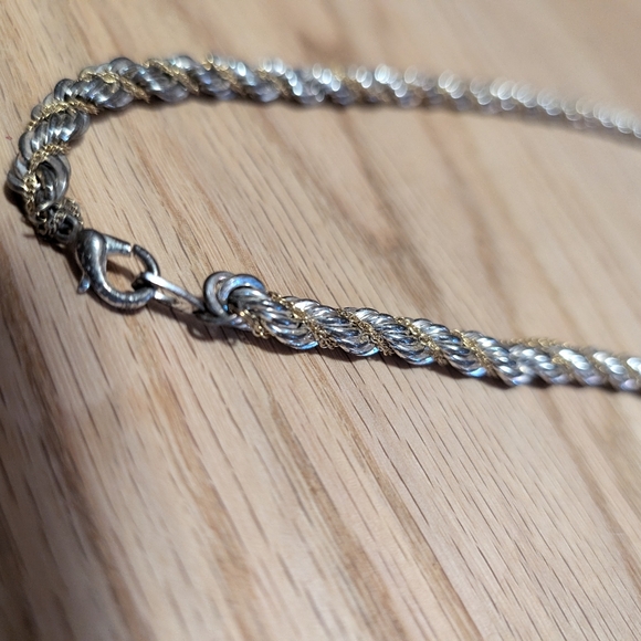 Thick Silver Necklace, w/ smaller gold chain intertwined. - Picture 3 of 7